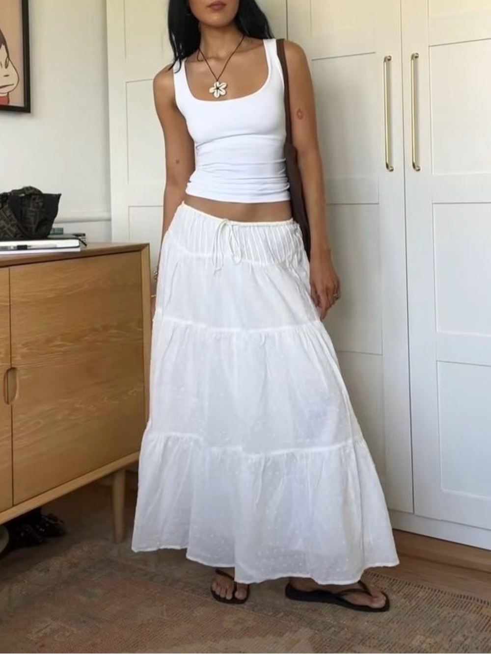 Hollister maxi layered white skirt